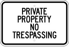 Aluminum Private Property No Trespassing Sign